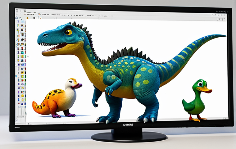**

A team of character designers in a bright, modern animation studio, brainstorming ideas for new dinosaur characters. Mood boards with animal photos (cats, ducks) are visible. Sketches and 3D models of colorful, friendly-looking dinosaurs with unique features (unusual patterns, hairstyles) are scattered around. The style should be vibrant and playful, reflecting the show's aesthetic. Include the words "Go-go Dino" subtly in the background on a monitor screen. safe for work, appropriate content, fully clothed, professional, perfect anatomy, natural proportions.

**